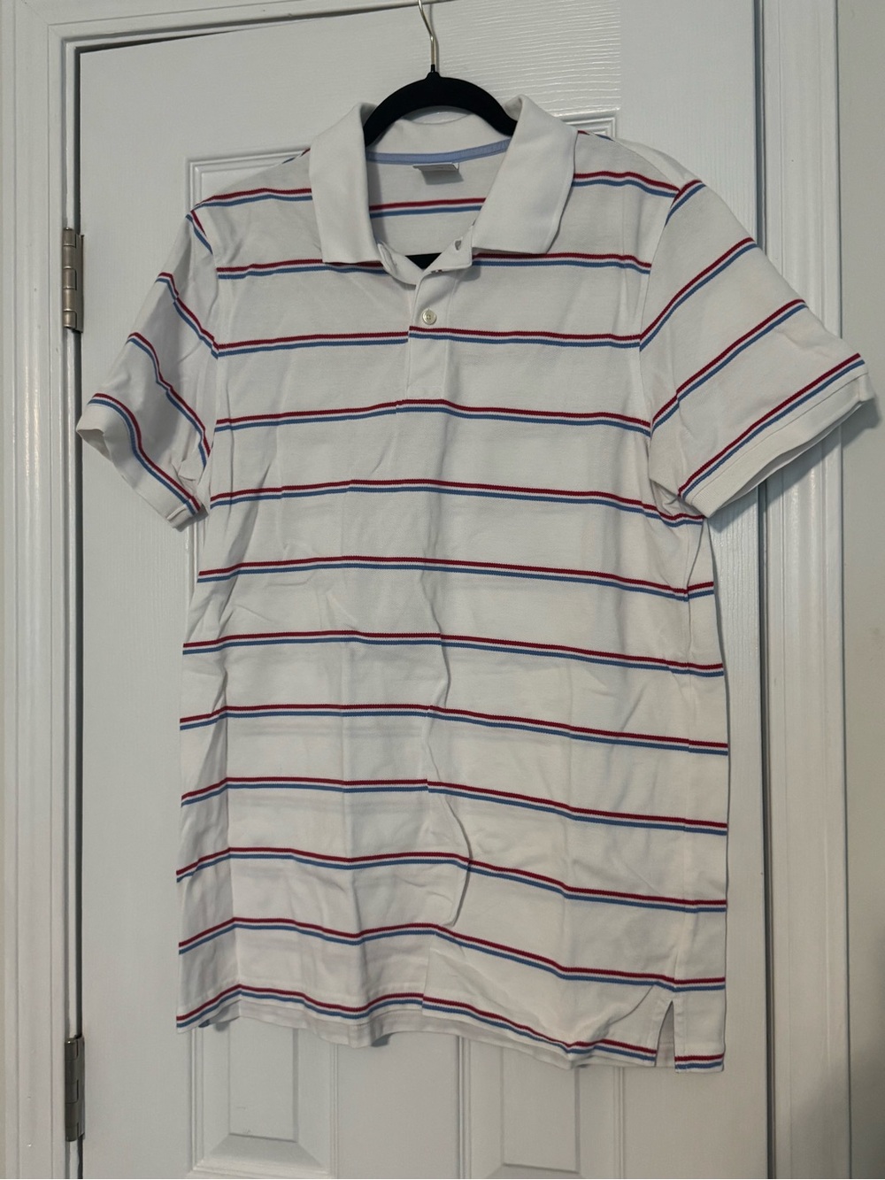 Brooks Brothers White Polo with Red and Blue Stripes